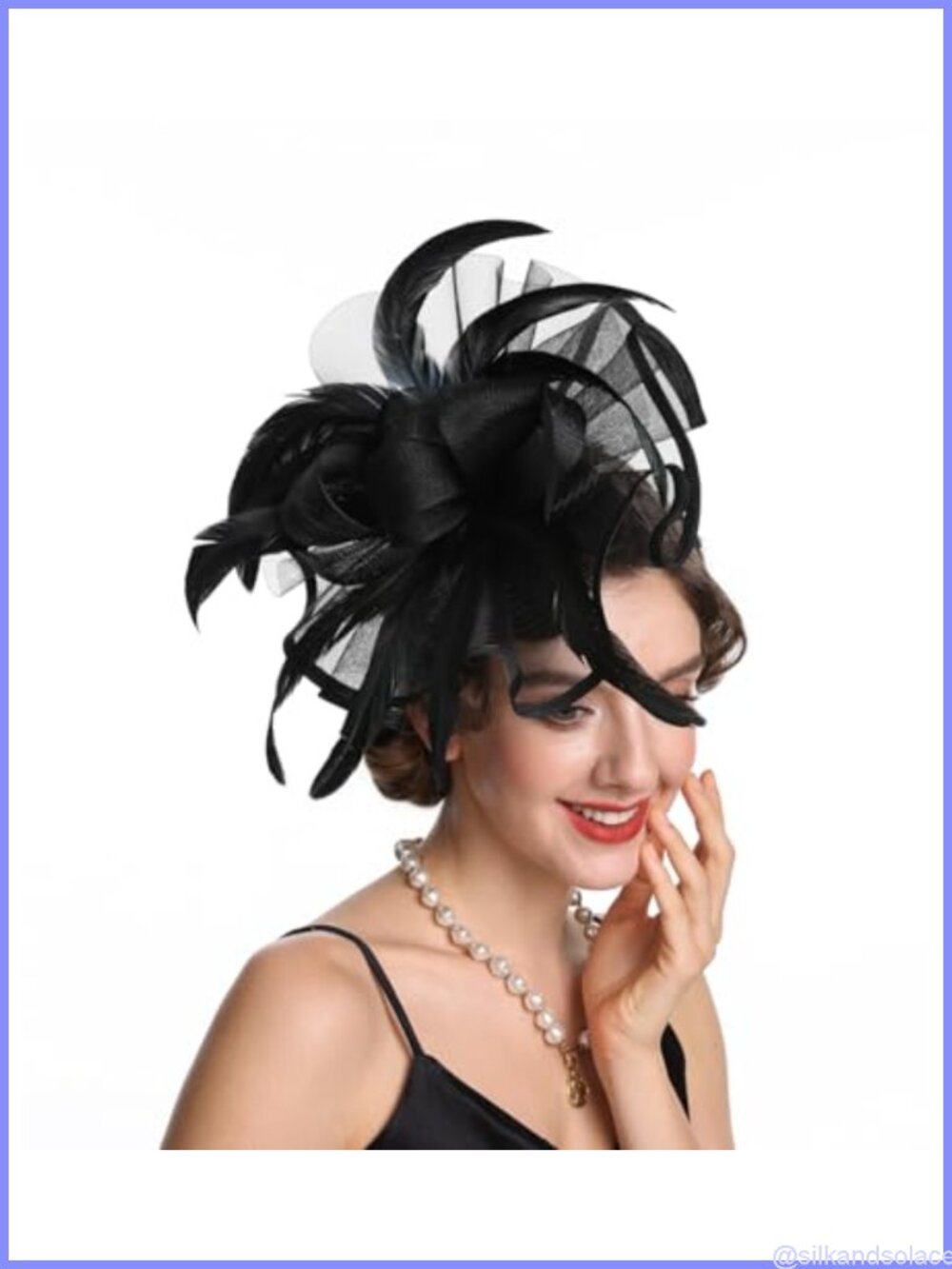 Handmade Feather Fascinator Headband with Clip Tea Party Headwear